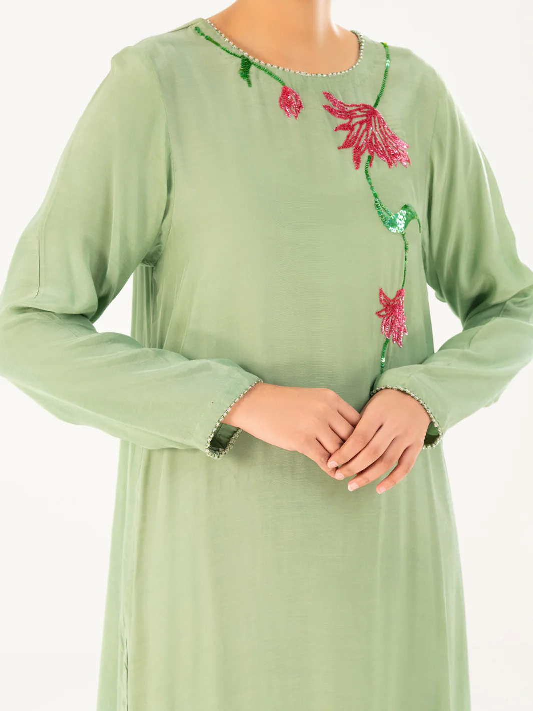 LIGHT GREEN THAI SILK 2PC STITCHED | AWP-2PS-LKS-822/AM-2869A - Image 2