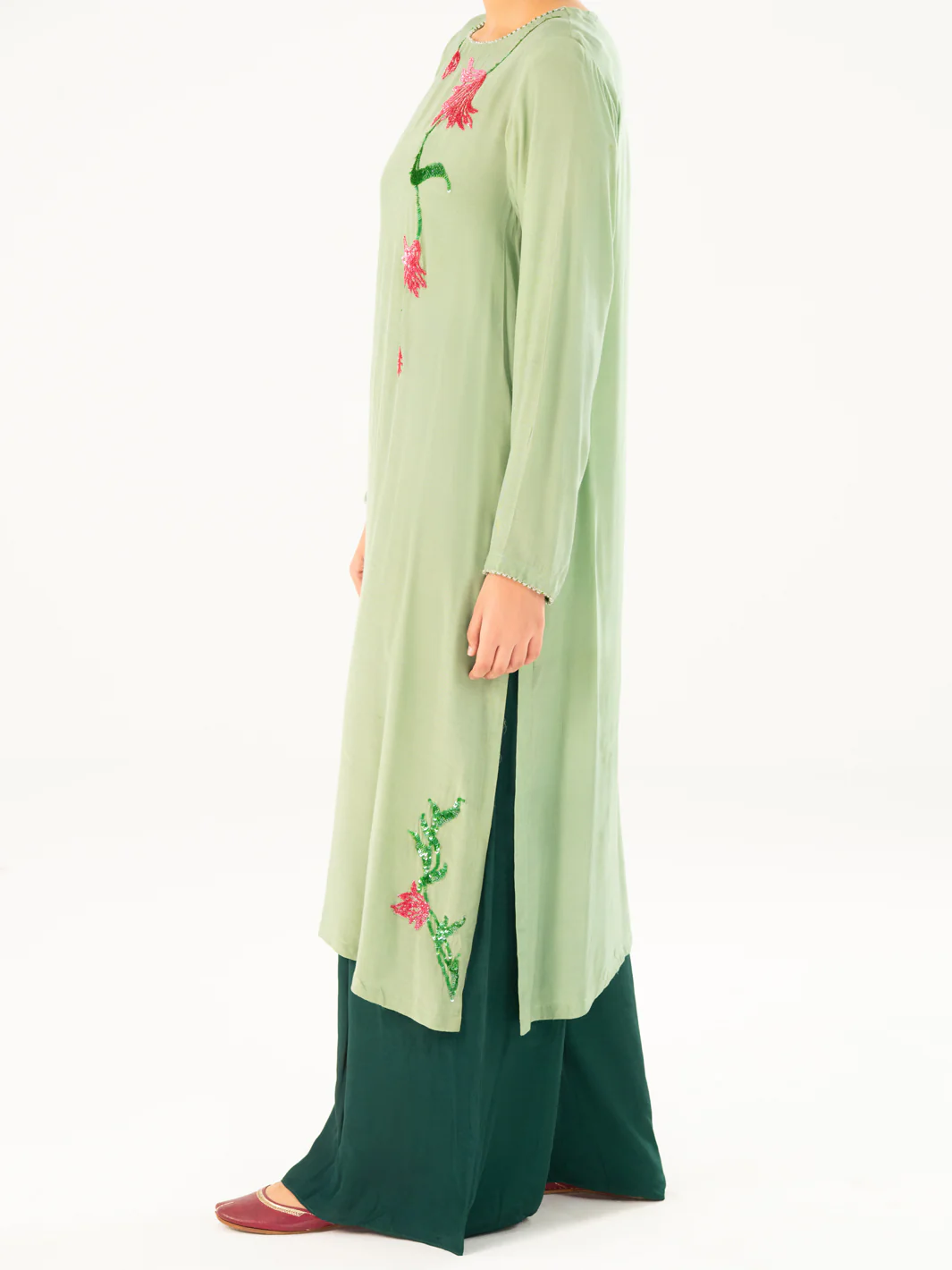 LIGHT GREEN THAI SILK 2PC STITCHED | AWP-2PS-LKS-822/AM-2869A - Image 4