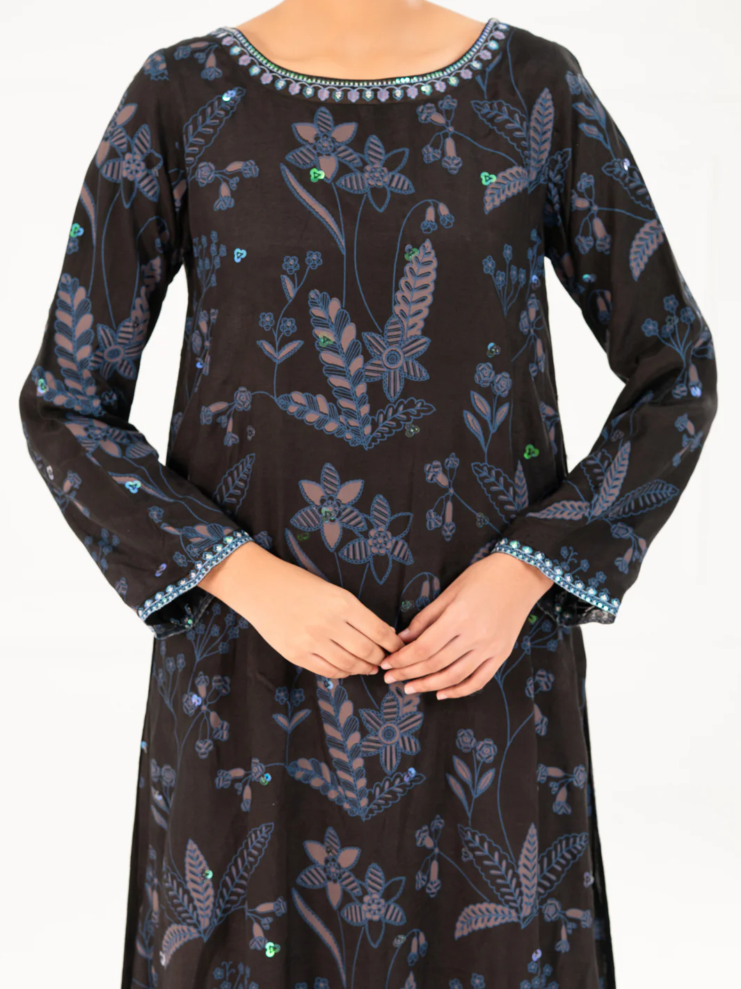 BLACK VISCOSE 2PC STITCHED | AWP-2PS-LKS-825/FB-825A - Image 2