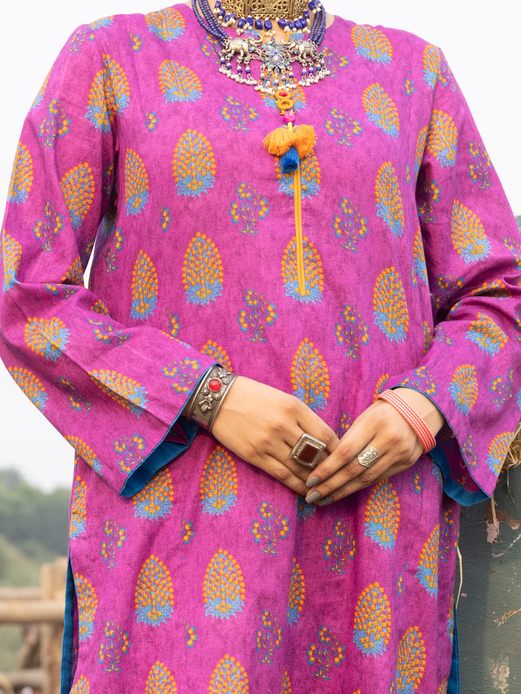 AUBERGINE CAMBRIC 2PC UNSTITCHED | AWP-2PS-US-523 FB-523A - Image 3