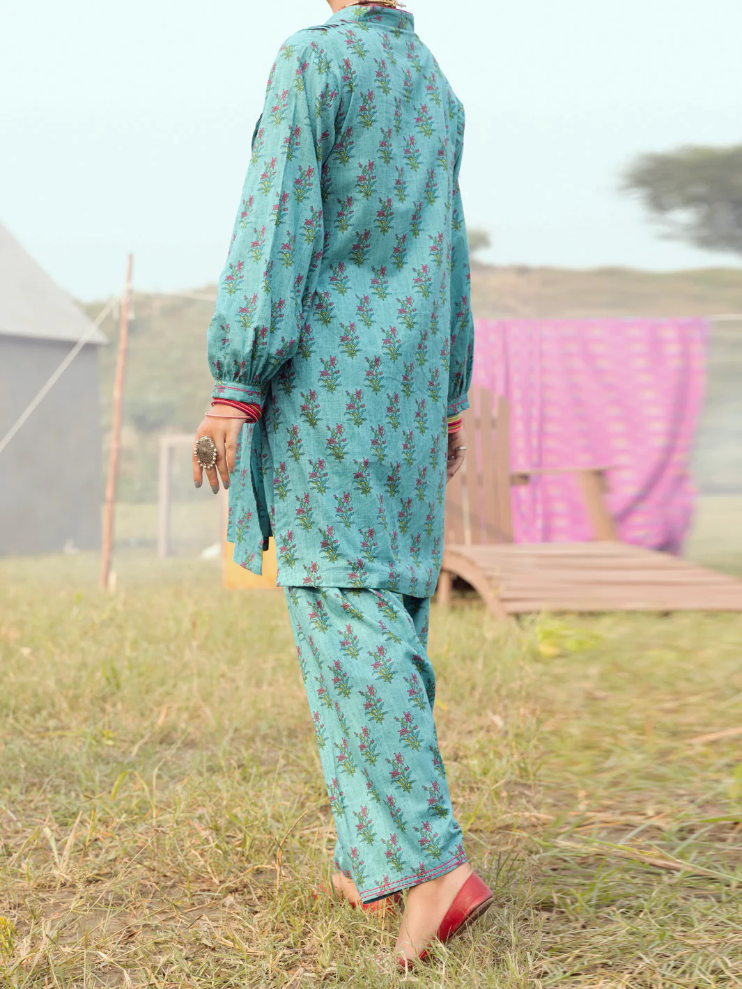 SAGE BLUE CAMBRIC 2PC UNSTITCHED | AWP-2PS-US-524 FB-524A - Image 2