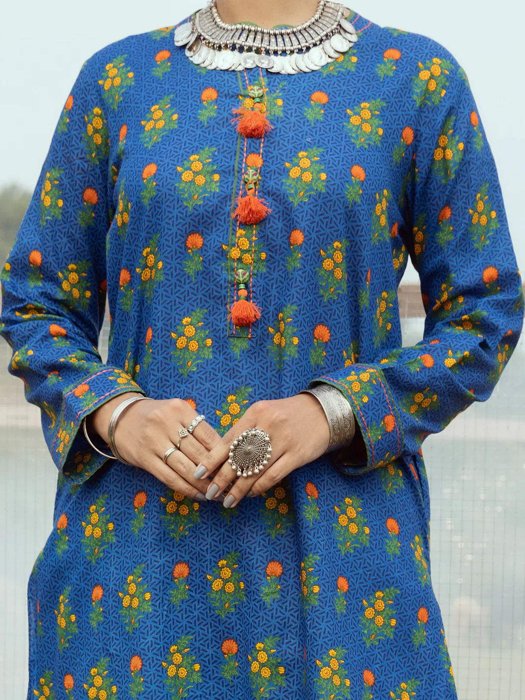NAVY BLUE CAMBRIC 2PC UNSTITCHED | AWP-2PS-US-526 FB-526A - Image 3