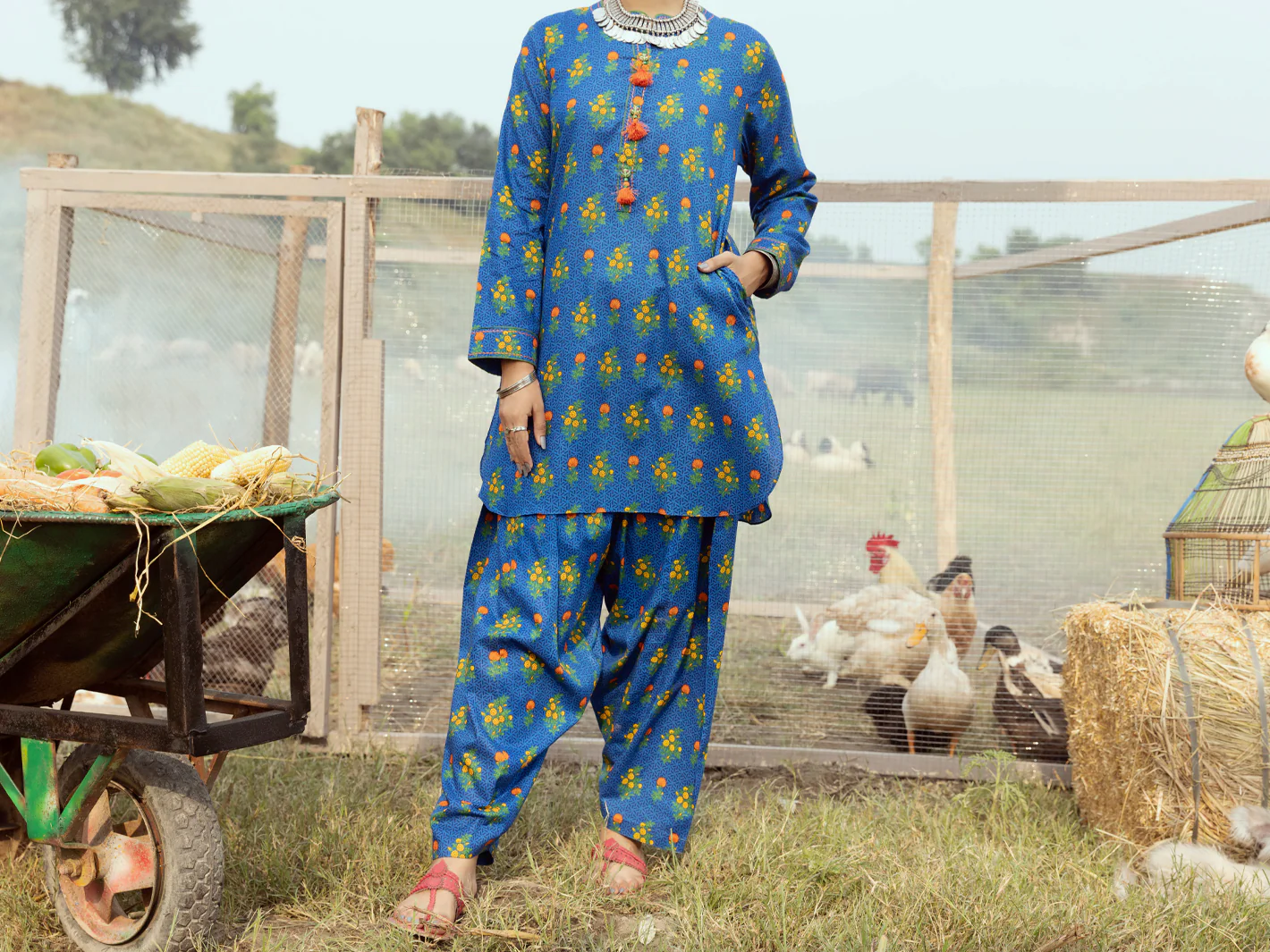 NAVY BLUE CAMBRIC 2PC UNSTITCHED | AWP-2PS-US-526 FB-526A - Image 4