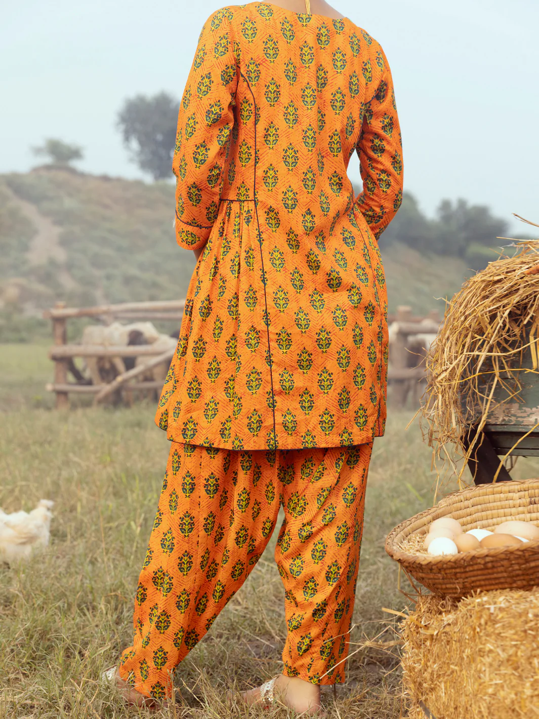 ORANGE CAMBRIC 2PC UNSTITCHED | AWP-2PS-US-528 FB-528A - Image 2