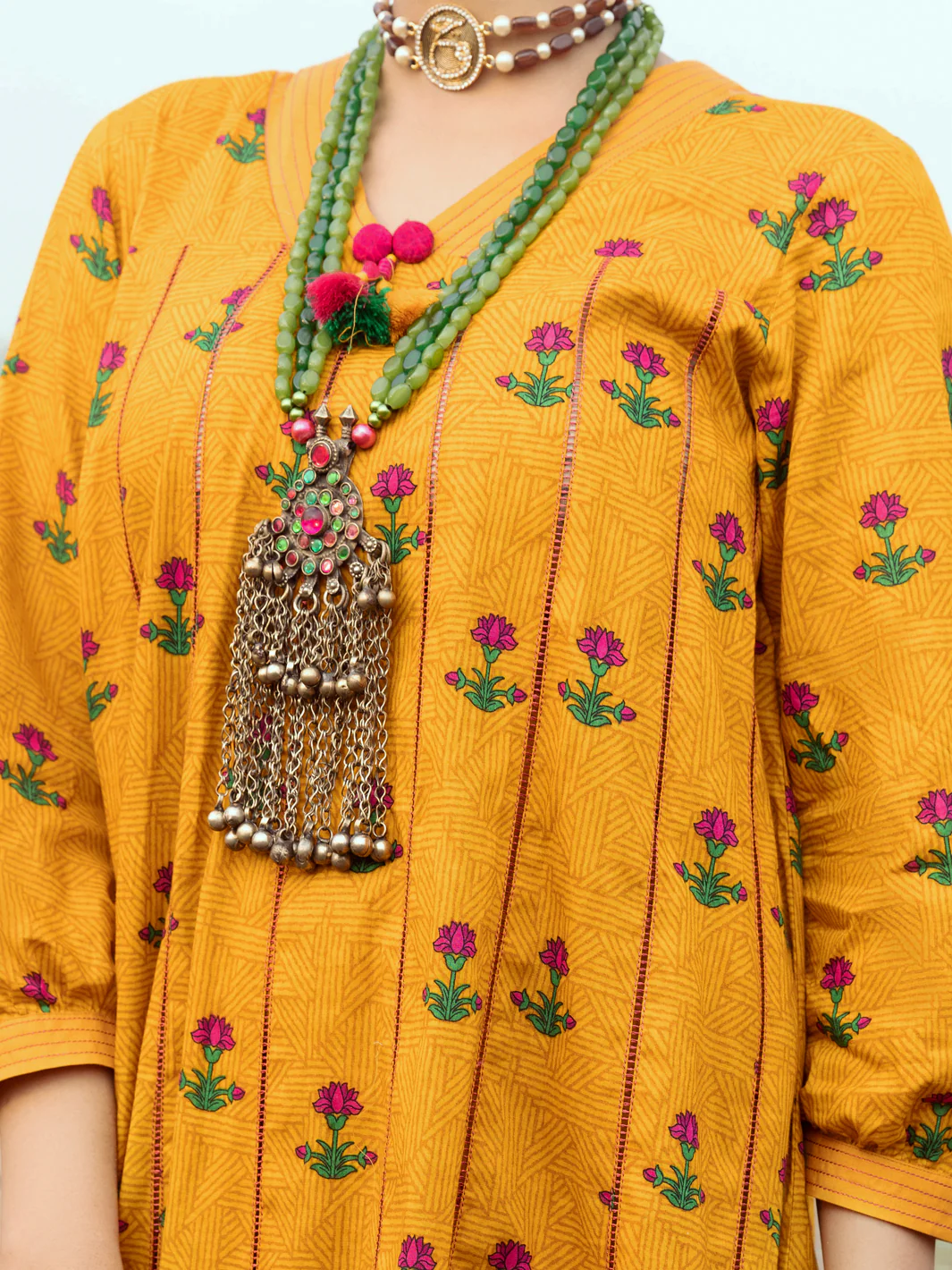 MUSTARD CAMBRIC 2PC UNSTITCHED | AWP-2PS-US-529 FB-529A - Image 3