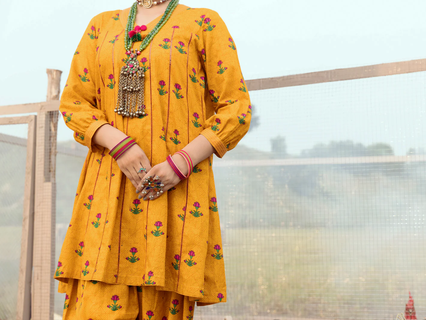 MUSTARD CAMBRIC 2PC UNSTITCHED | AWP-2PS-US-529 FB-529A - Image 4