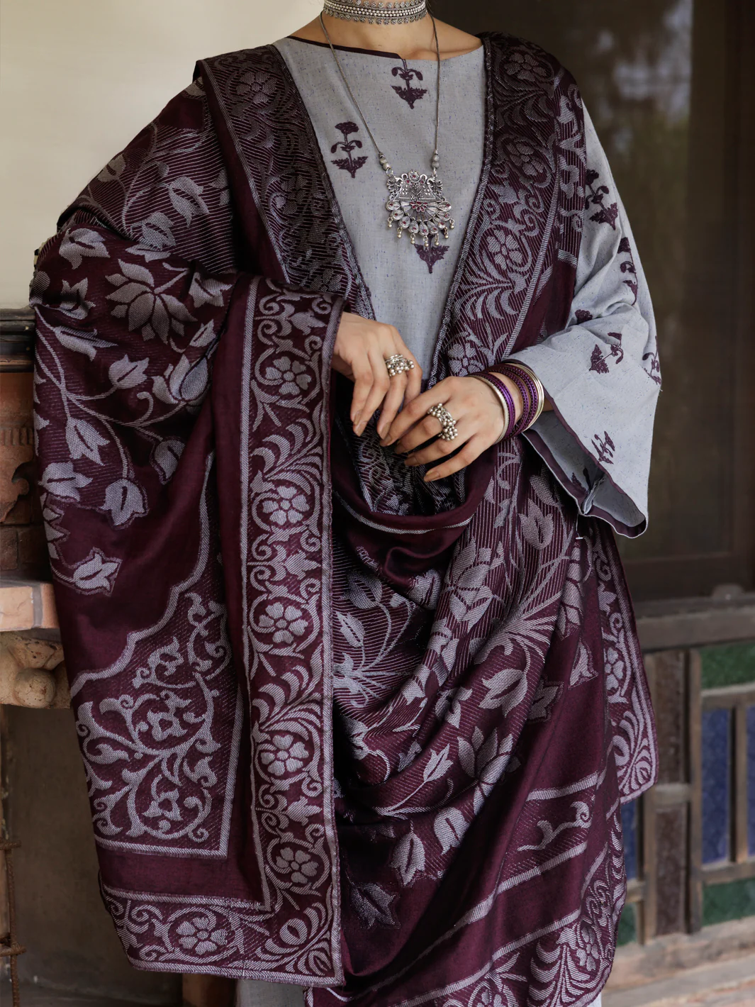 GREY YARN DYED 3PC STITCHED | AWP-3PS-650/S FB-650A - Image 3