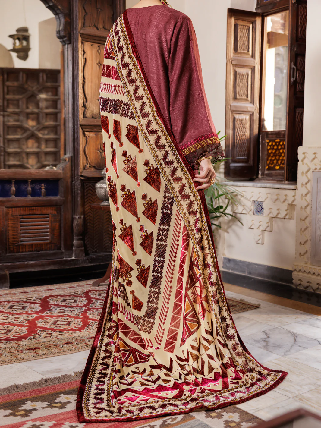 MAROON ACRYLIC 3PC UNSTITCHED | AWP-3PS-656 FB-656A - Image 2