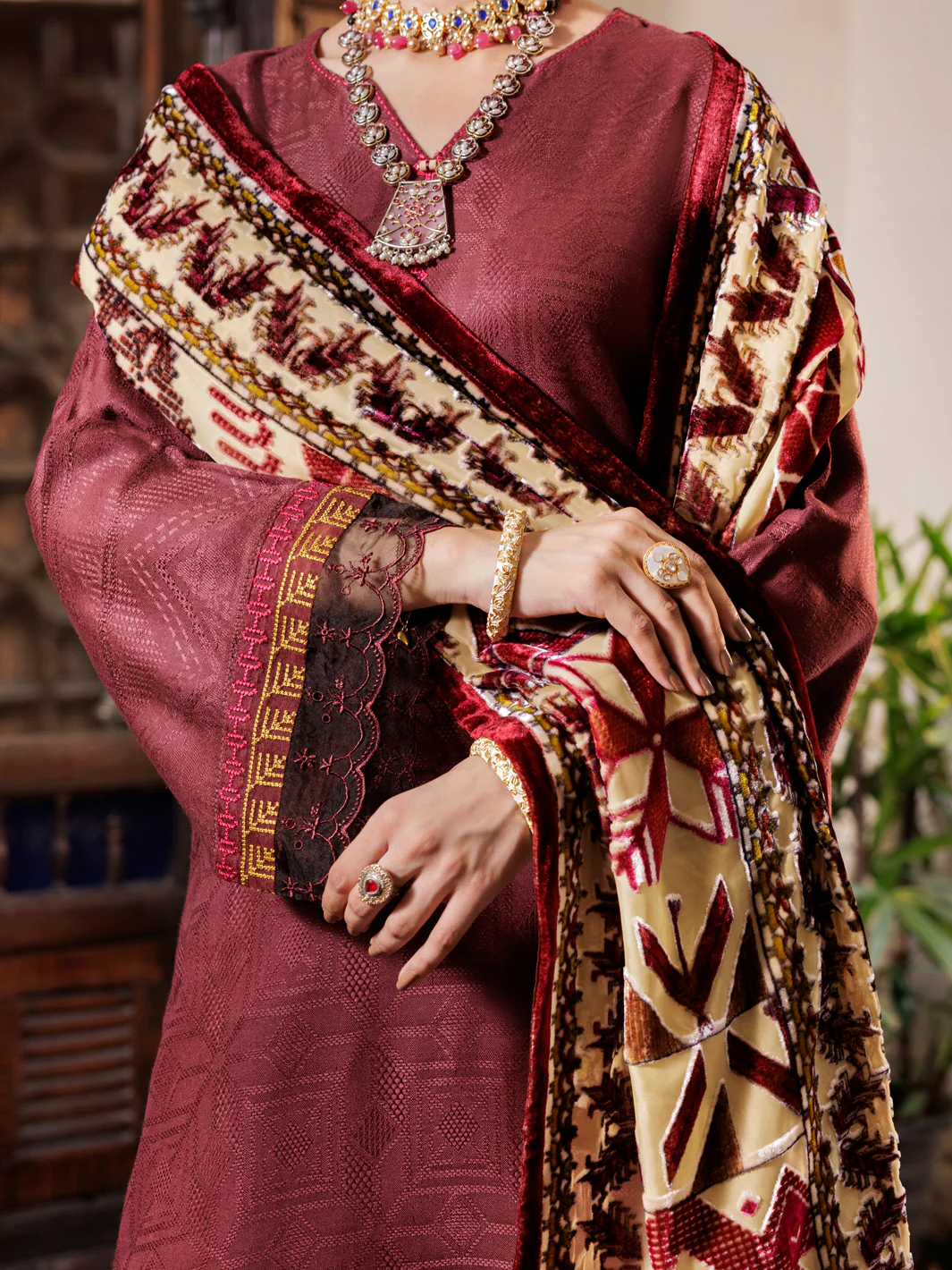 MAROON ACRYLIC 3PC UNSTITCHED | AWP-3PS-656 FB-656A - Image 4