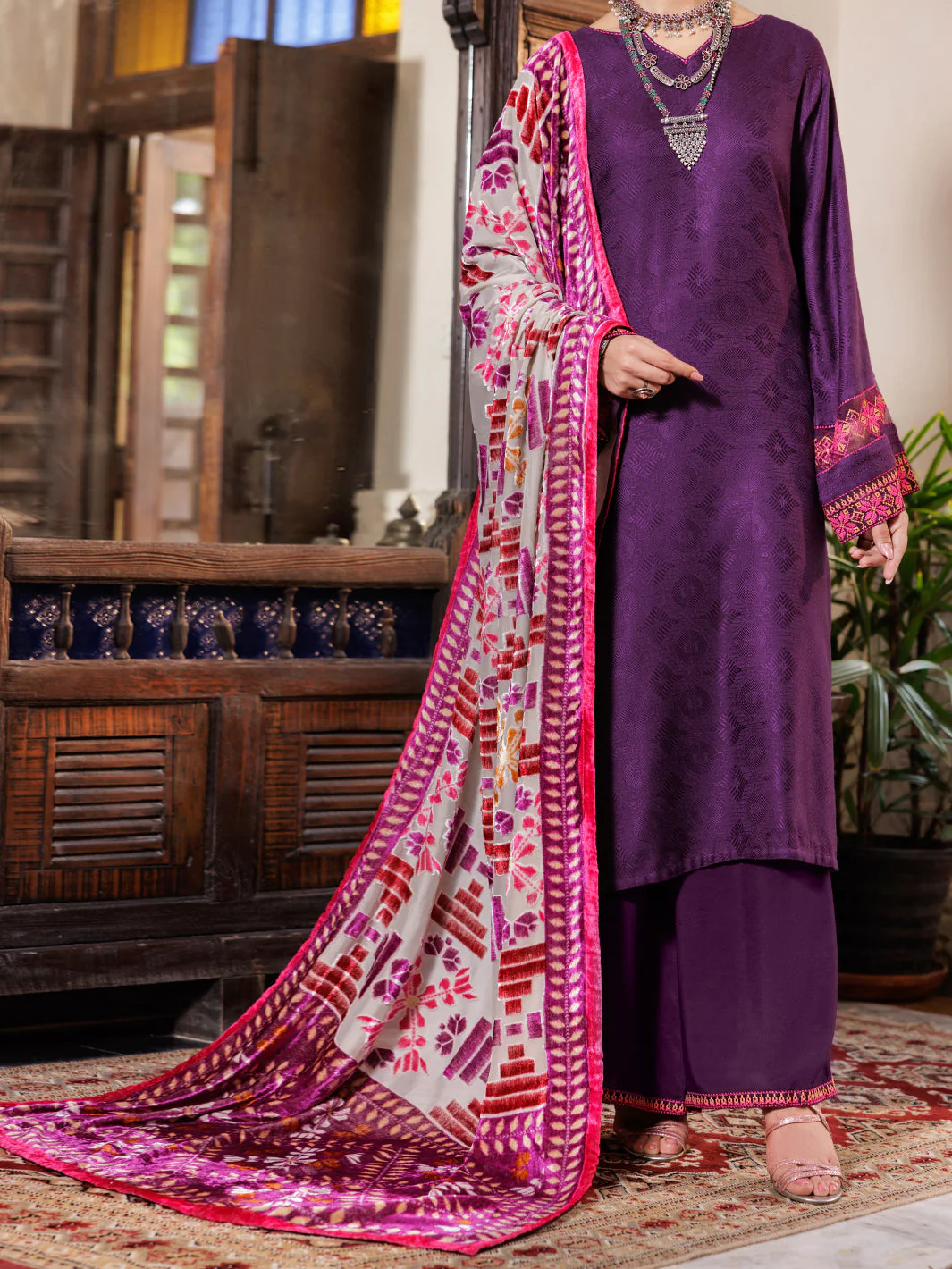 PURPLE ACRYLIC 3PC UNSTITCHED | AWP-3PS-657 FB-657A