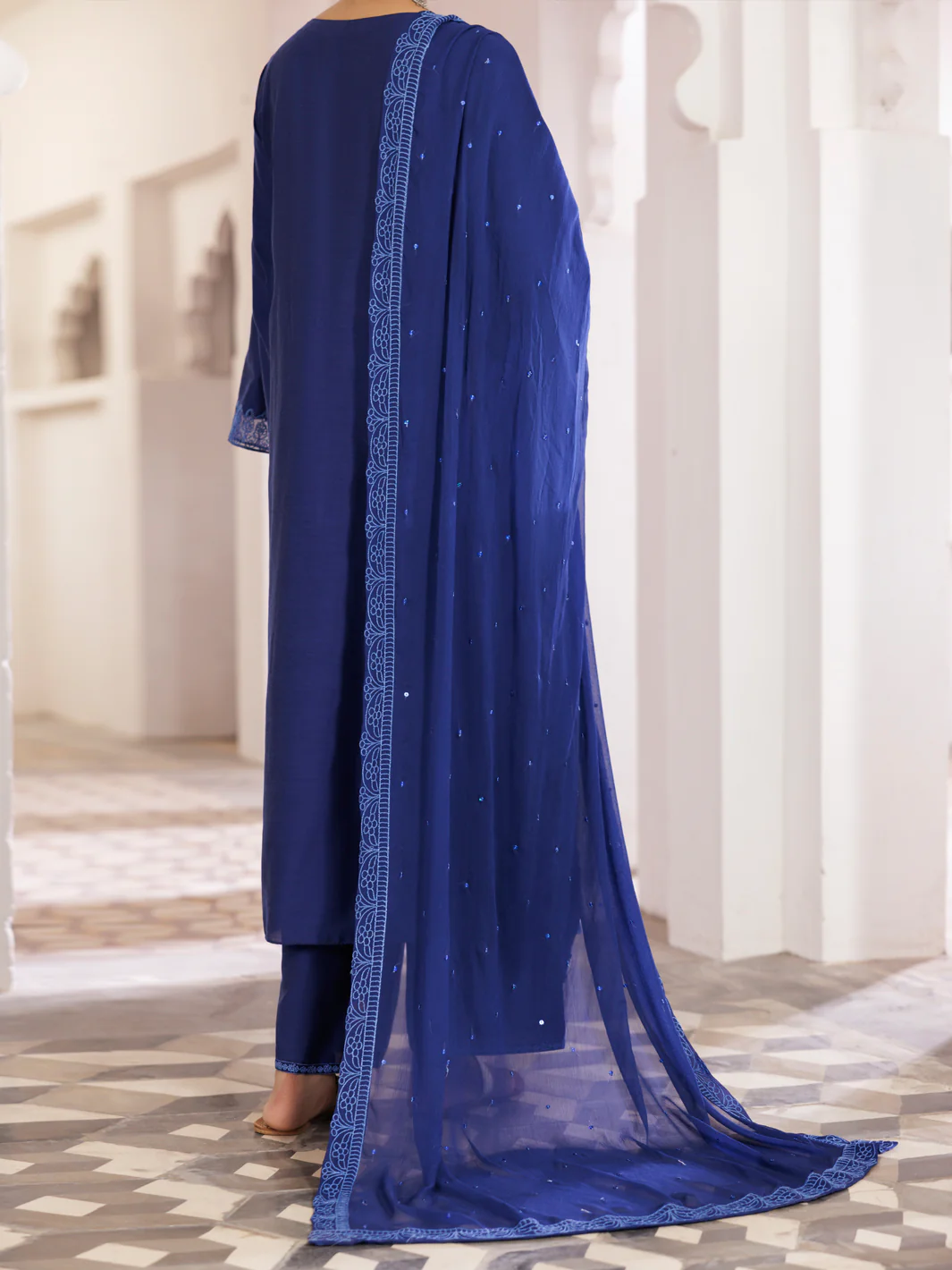 BLUE YARN DYED 3PC STITCHED | AWP-3PS-682/S AM-2941C - Image 2