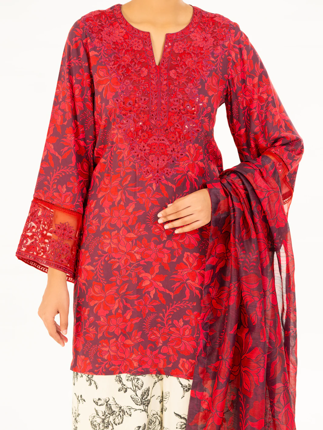 RED VISCOSE 3PC STITCHED | AWP-3PS-752/S FB-752A - Image 3