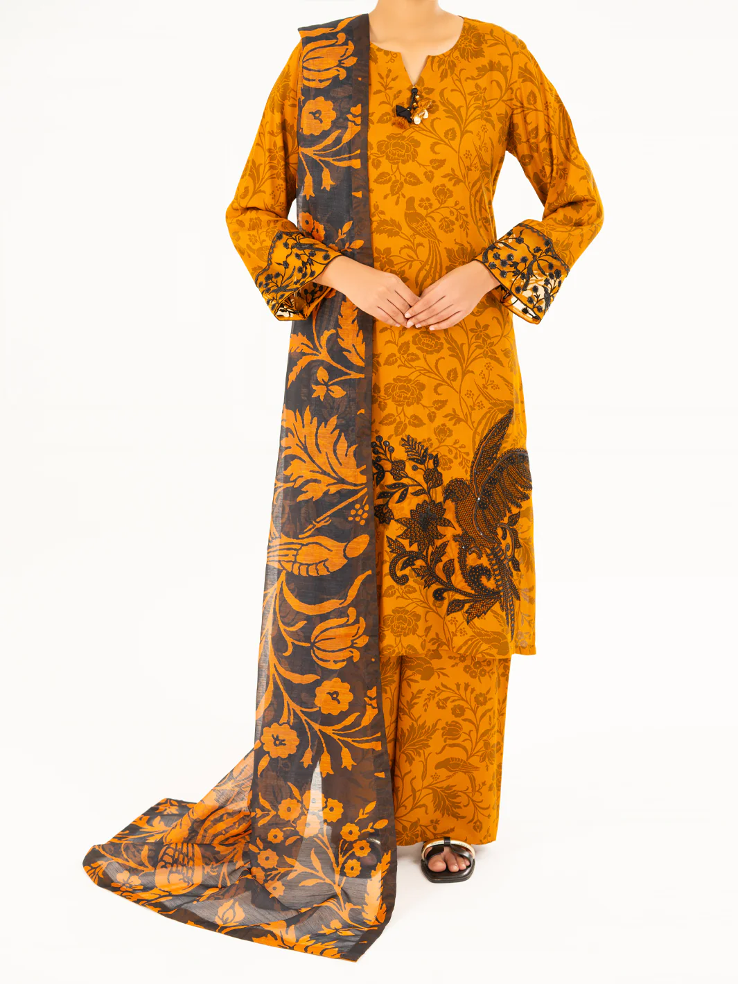MUSTARD VISCOSE 3PC STITCHED | AWP-3PS-753/S FB-753A - Image 3