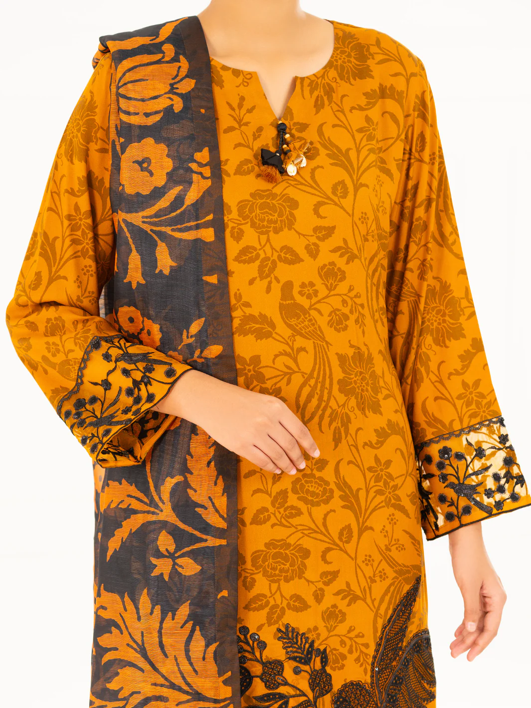 MUSTARD VISCOSE 3PC STITCHED | AWP-3PS-753/S FB-753A - Image 4