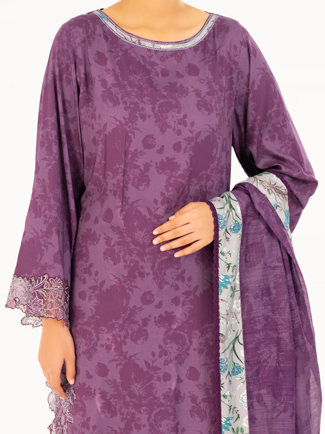 PURPLE VISCOSE 3PC STITCHED | AWP-3PS-754/S FB-754A - Image 3