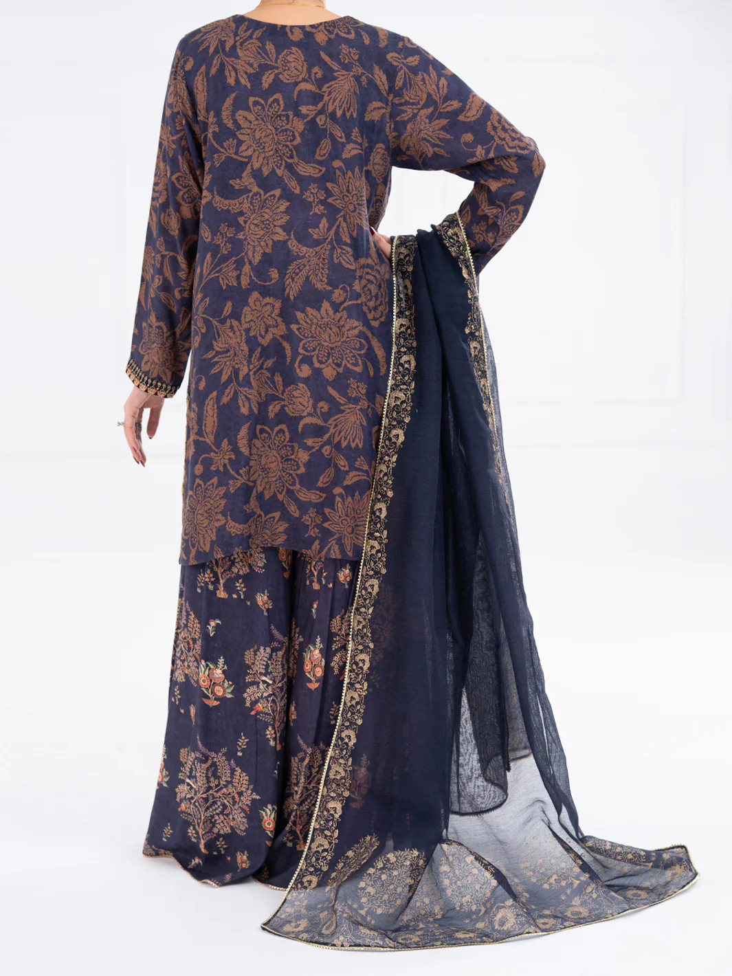 NAVY BLUE MAPLE SILK 3PC STITCHED | AWP-3PS-755/S FB-755A - Image 3