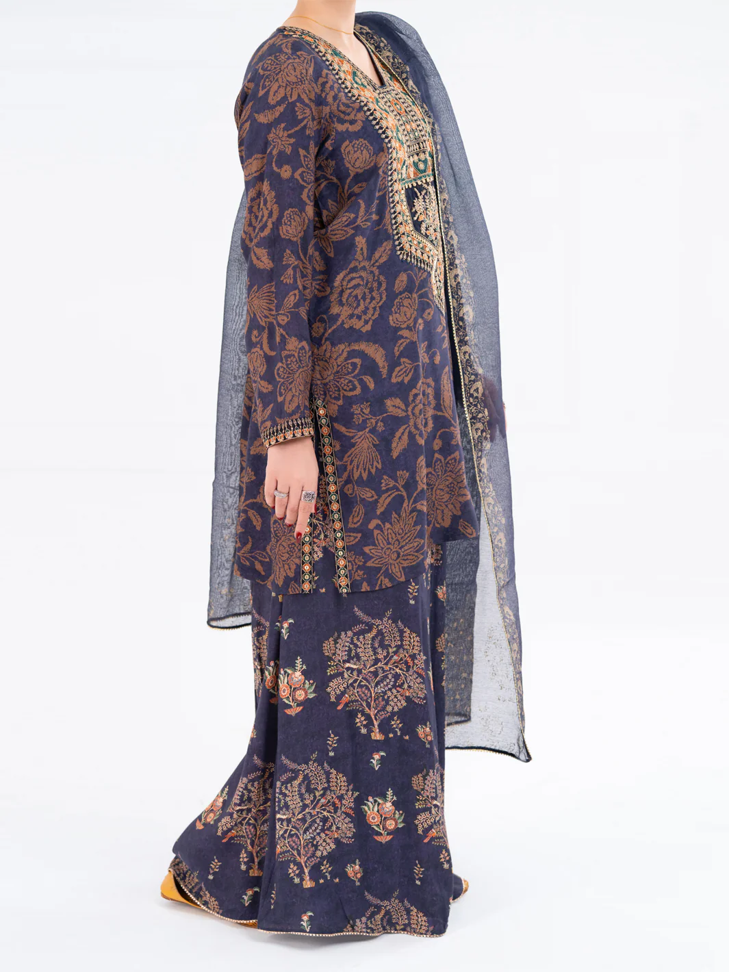NAVY BLUE MAPLE SILK 3PC STITCHED | AWP-3PS-755/S FB-755A - Image 4