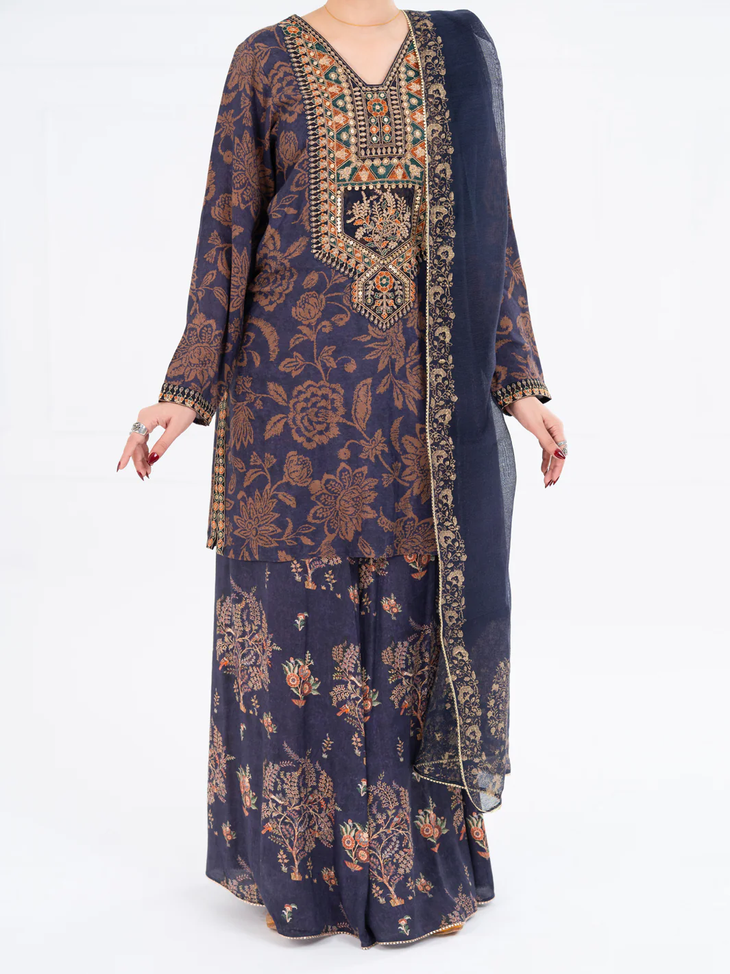 NAVY BLUE MAPLE SILK 3PC STITCHED | AWP-3PS-755/S FB-755A - Image 6
