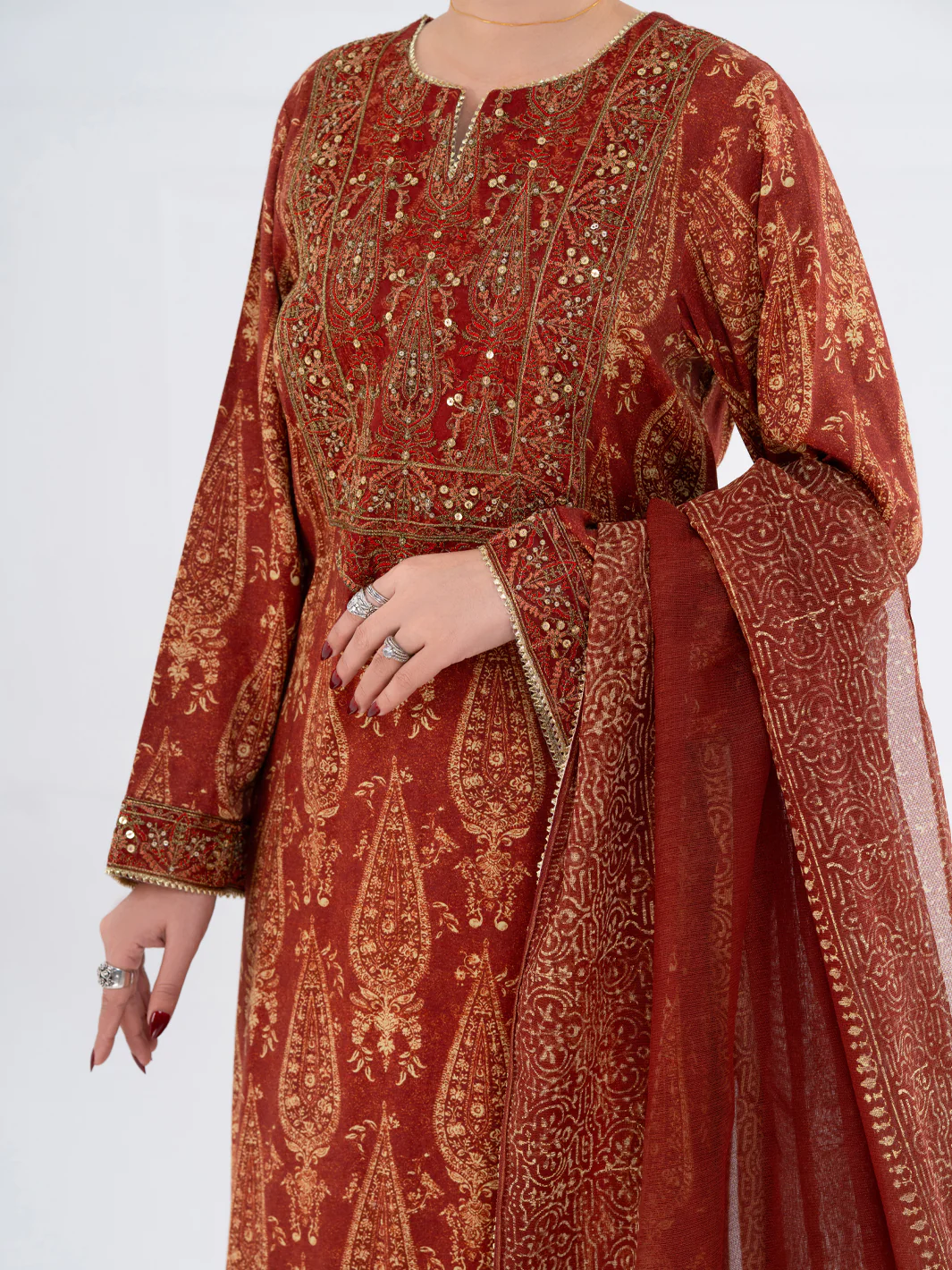 BROWN MAPLE SILK 3PC STITCHED | AWP-3PS-757/S FB-757A - Image 3