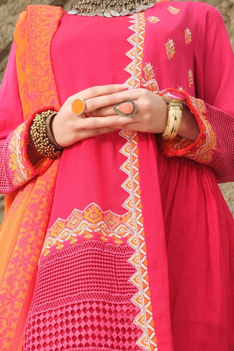 PINK JACQUARD 3PC UNSTITCHED | AWP-3PS-US-213 V-4 2019 - Image 3