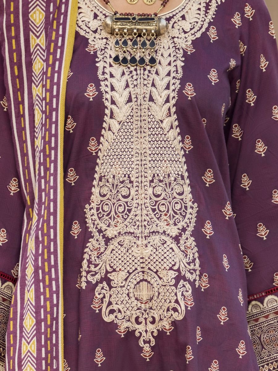 PURPLE PUR CAMBRIC 3PC STITCHED | AWP-3PS-US-330/S FB-330A - Image 3