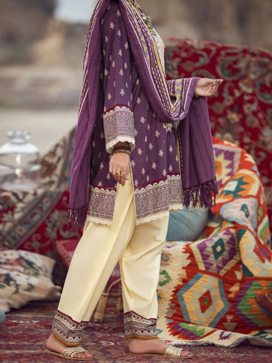 PURPLE PUR CAMBRIC 3PC STITCHED | AWP-3PS-US-330/S FB-330A - Image 4