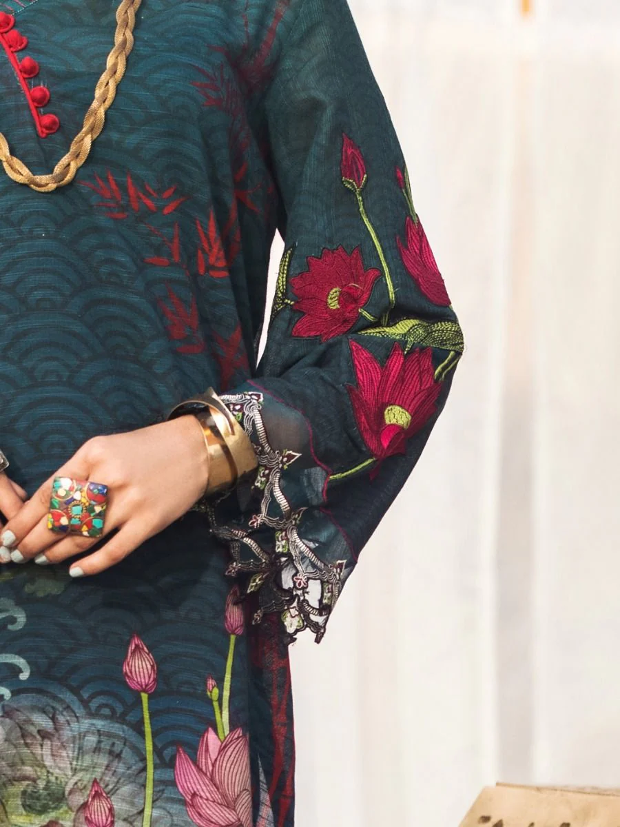 TEAL KHADDAR 3PC STITCHED | AWP-3PS-US-341/S FB-341A - Image 2