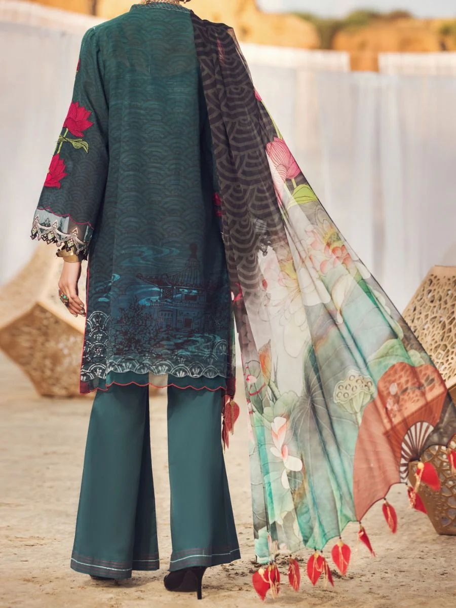 TEAL KHADDAR 3PC STITCHED | AWP-3PS-US-341/S FB-341A - Image 5