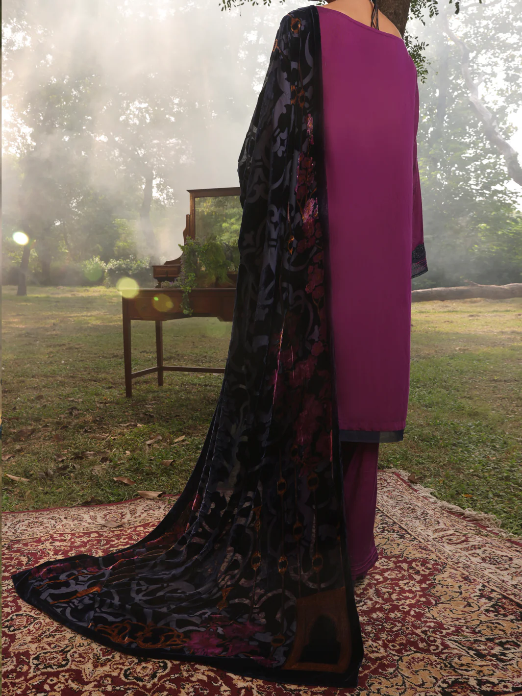 PURPLE VISCOSE 3PC UNSTITCHED | AWP-3PS-US-439 FB-439A - Image 2