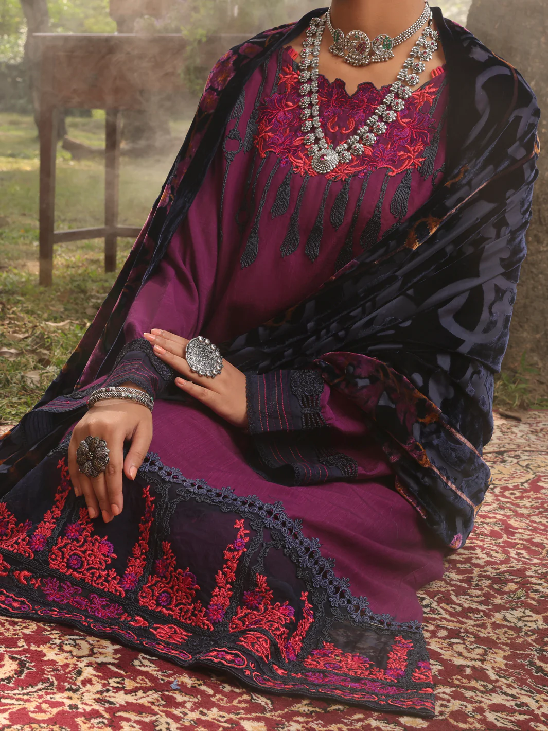 PURPLE VISCOSE 3PC UNSTITCHED | AWP-3PS-US-439 FB-439A - Image 4