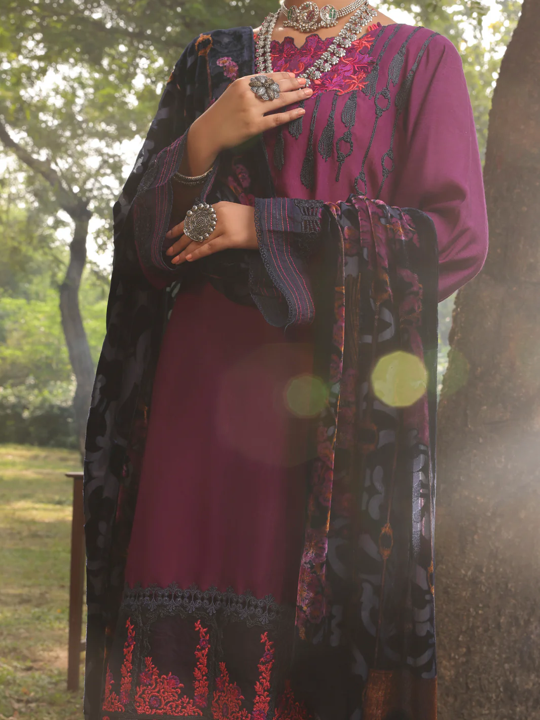PURPLE VISCOSE 3PC UNSTITCHED | AWP-3PS-US-439 FB-439A - Image 5