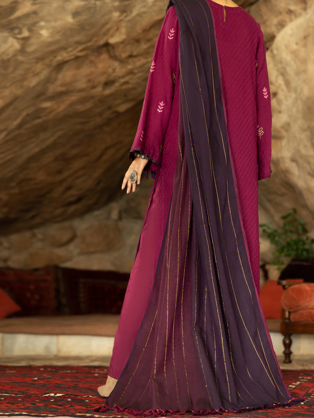PURPLE JACQUARD 3PC STITCHED | AWP-3PS-US-567/S FB-567A - Image 2