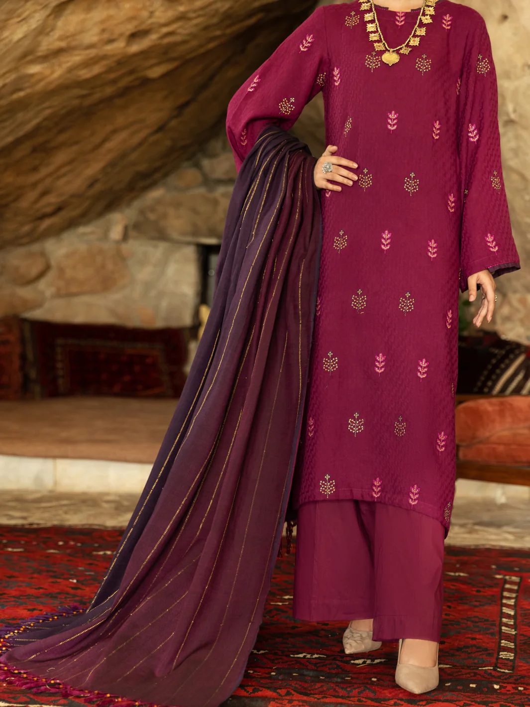 PURPLE JACQUARD 3PC STITCHED | AWP-3PS-US-567/S FB-567A - Image 3
