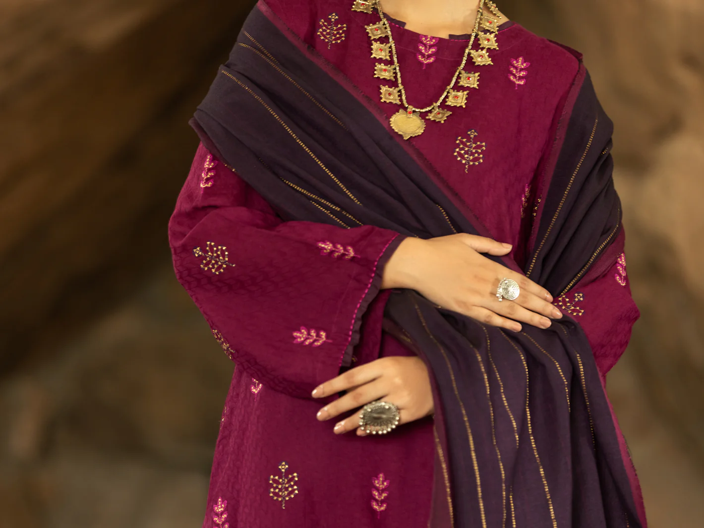 PURPLE JACQUARD 3PC STITCHED | AWP-3PS-US-567/S FB-567A - Image 4