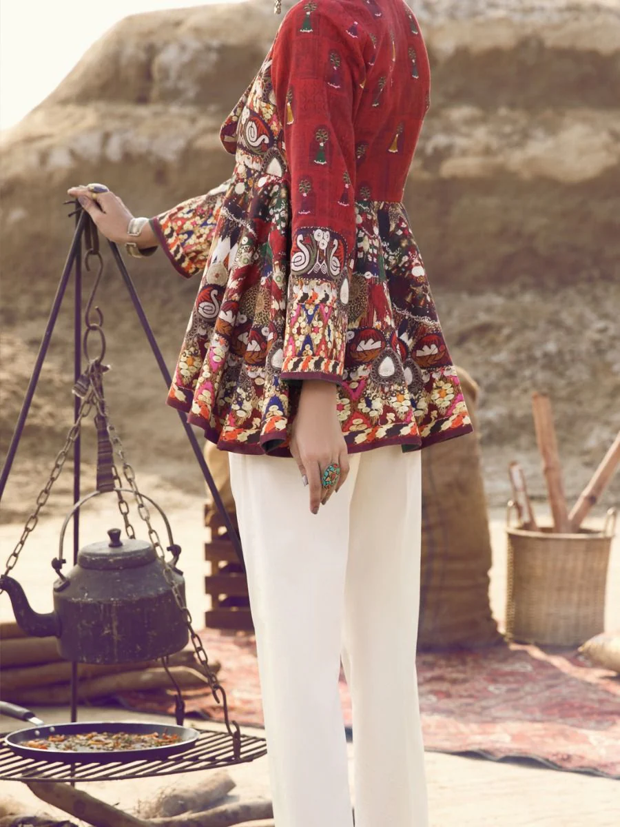 RED YARN DYED TOP COAT | AWP-JT-US-393/FB-393A - Image 2