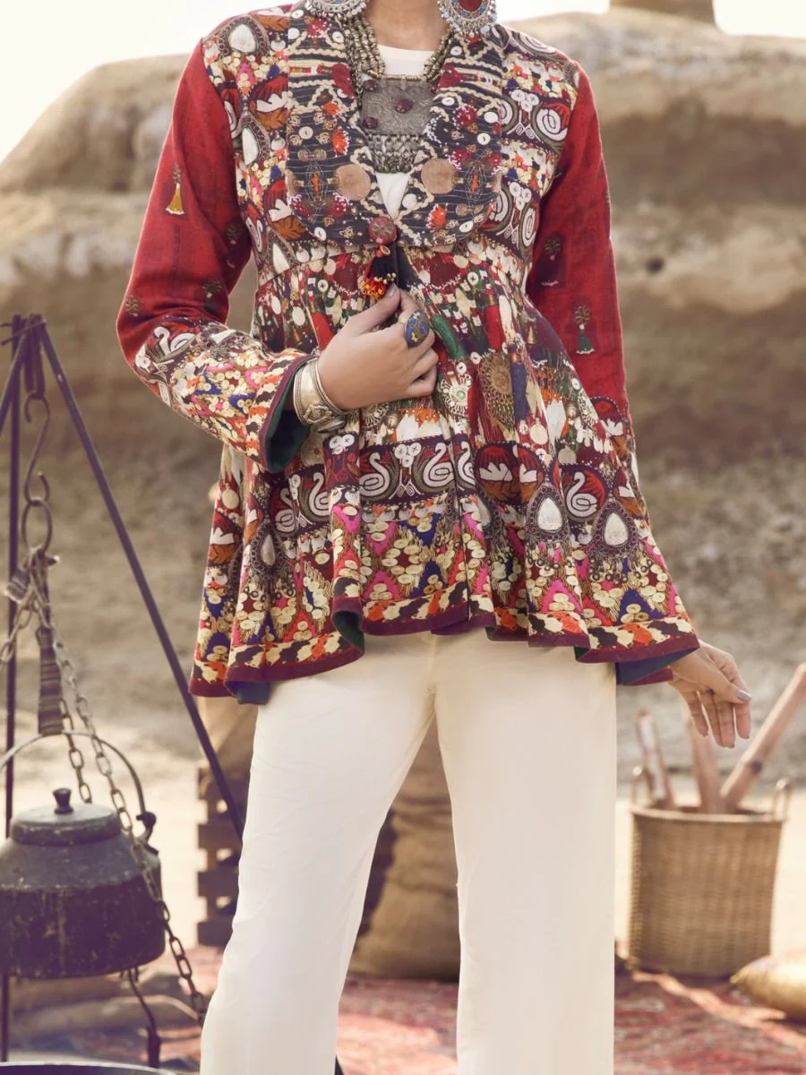 RED YARN DYED TOP COAT | AWP-JT-US-393/FB-393A - Image 3