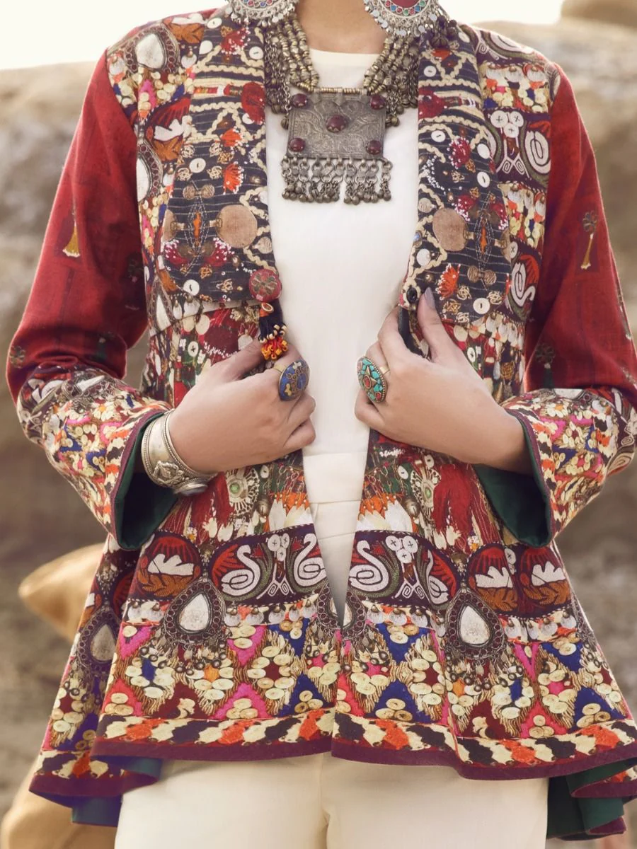 RED YARN DYED TOP COAT | AWP-JT-US-393/FB-393A - Image 4