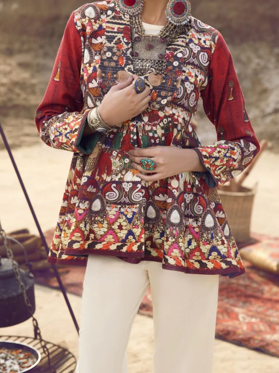 RED YARN DYED TOP COAT | AWP-JT-US-393/FB-393A - Image 5