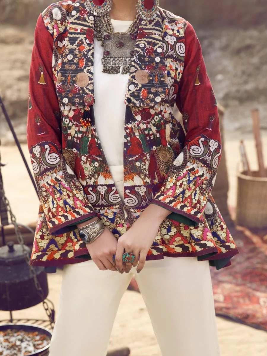 RED YARN DYED TOP COAT | AWP-JT-US-393/FB-393A - Image 6