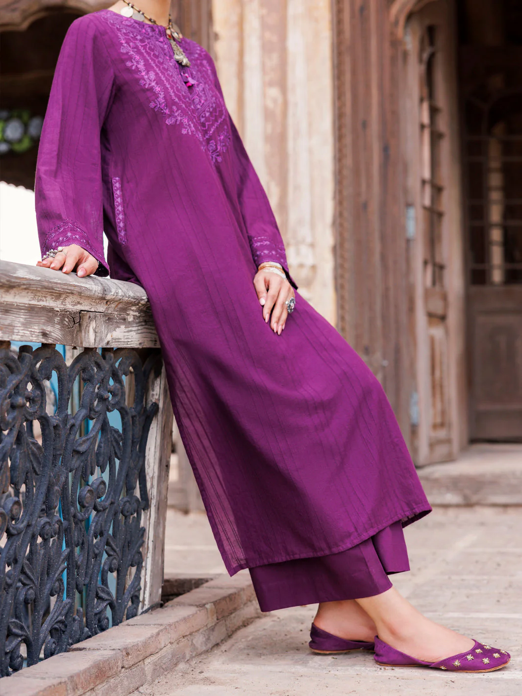 PURPLE STRIPED DOBBY KURTI | AWP-LK-704/AM-3047A - Image 2