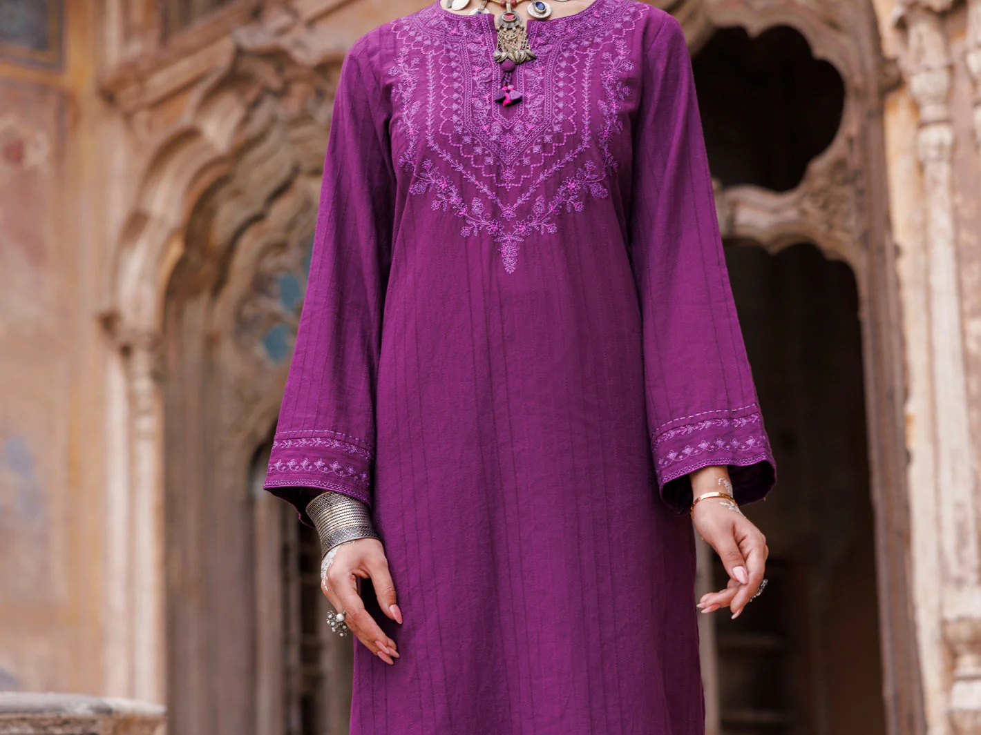 PURPLE STRIPED DOBBY KURTI | AWP-LK-704/AM-3047A - Image 4