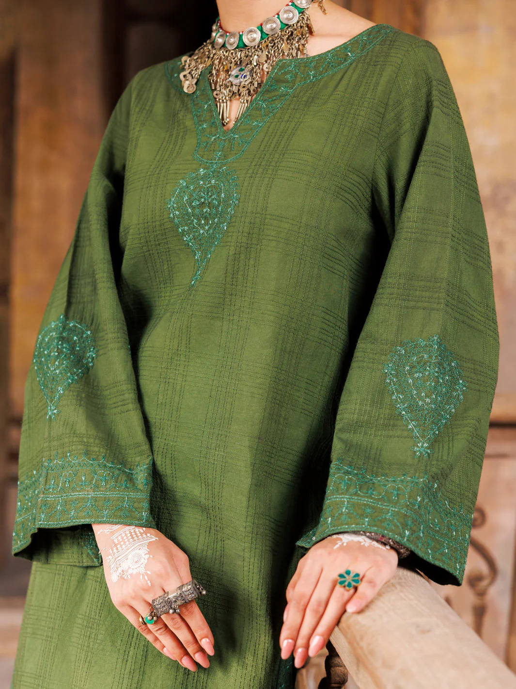 MEHNDI GREEN DOBBY KURTI | AWP-LK-705/FB-705A - Image 2