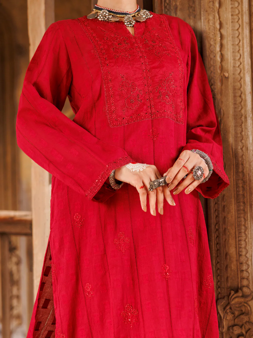RED LINO KARA KURTI | AWP-LK-707/FB-707A - Image 2