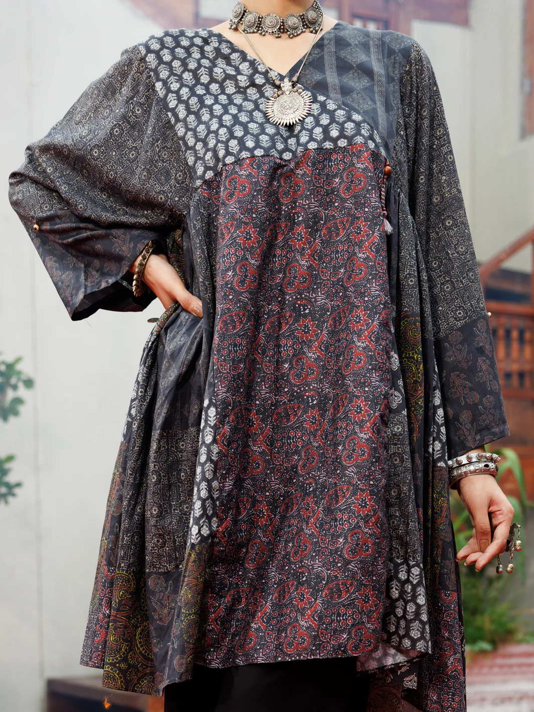 BLACK CAMBRIC DIGITAL KURTI | AWP-LK-716/FB-716A - Image 3