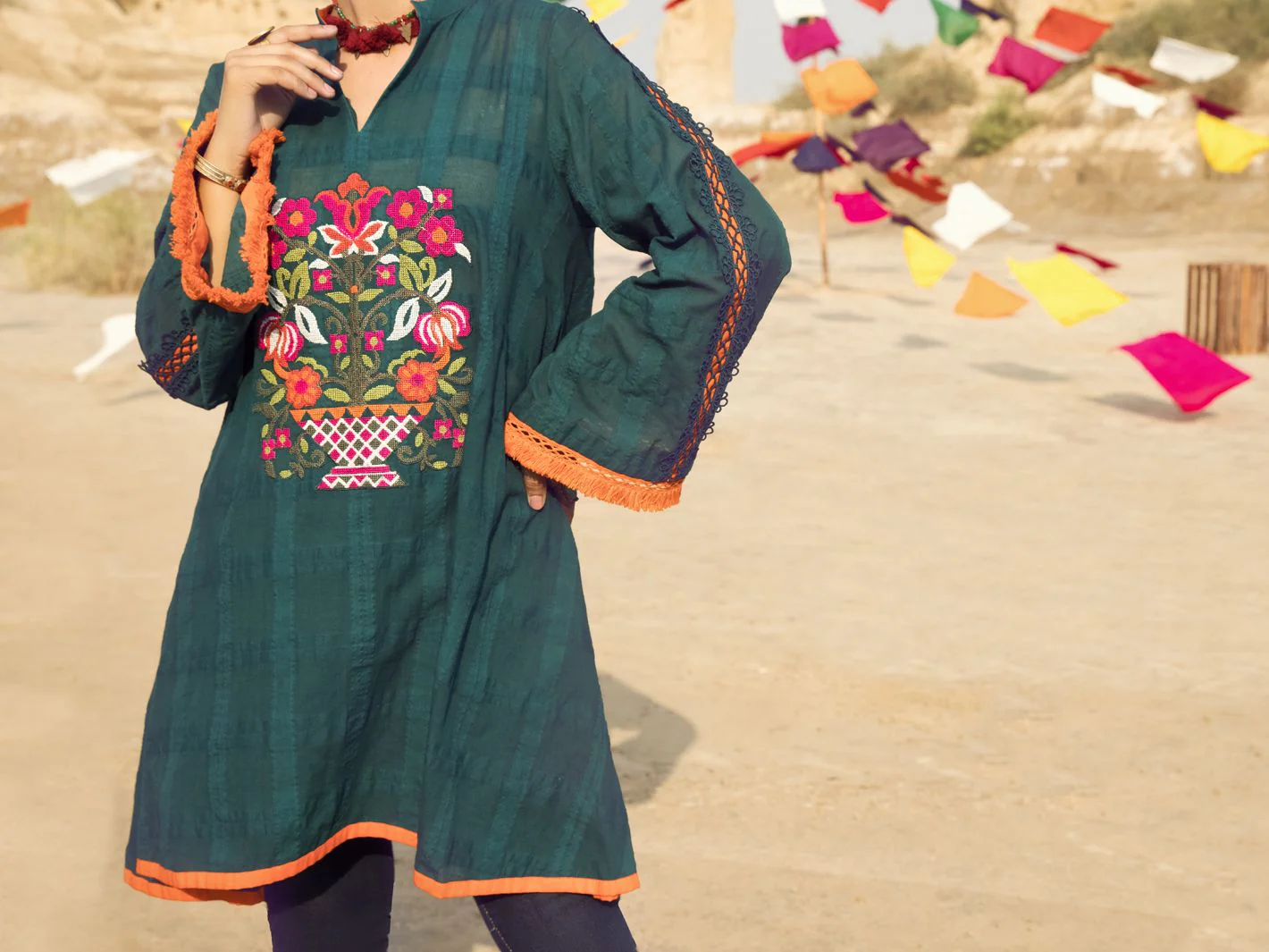 GREEN COTTON DOBBY KURTI | AWP-LK-US-379/LK-791A - Image 3
