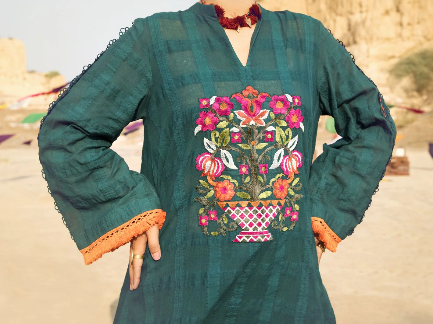 GREEN COTTON DOBBY KURTI | AWP-LK-US-379/LK-791A - Image 4