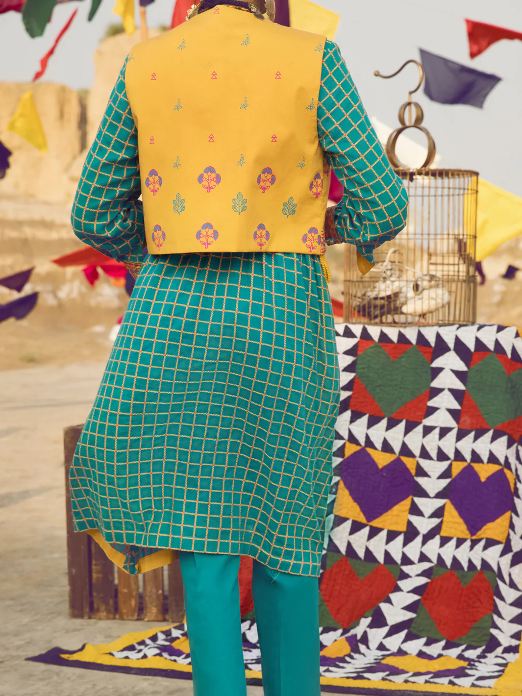 GREEN YARN DYED KURTI | AWP-LK-US-380/ALP-10 - Image 2