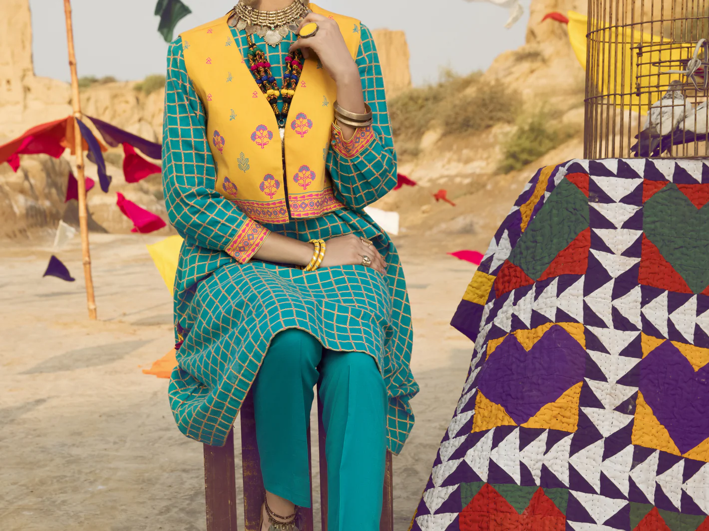 GREEN YARN DYED KURTI | AWP-LK-US-380/ALP-10 - Image 3