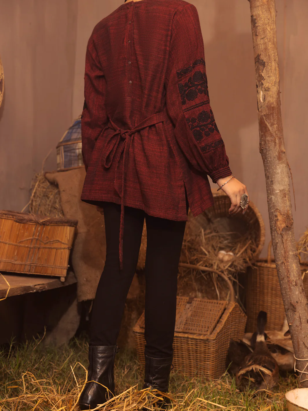 MAROON YARN DYED KURTI | AWP-LK-US-482/AM-2644D - Image 2