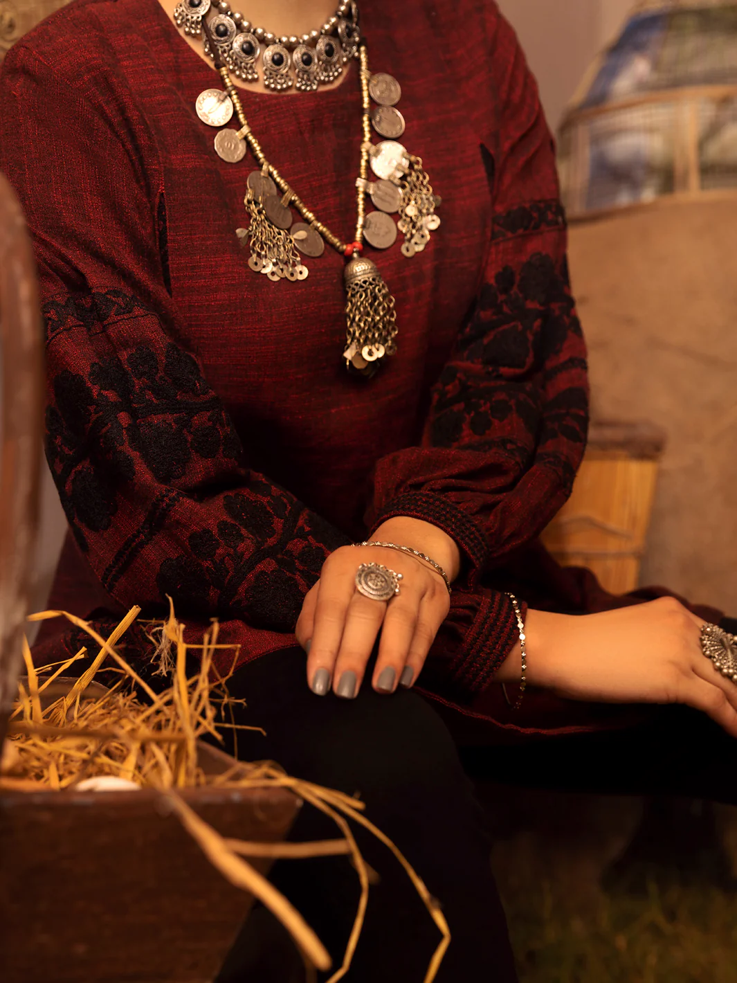 MAROON YARN DYED KURTI | AWP-LK-US-482/AM-2644D - Image 4